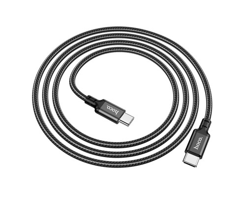 Кабель HOCO X14 Type-C to Type-C 60W, 1m, nylon, aluminum connectors, Black (6931474752215)