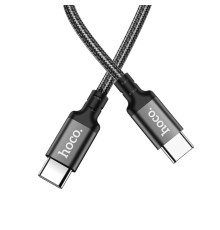 Кабель HOCO X14 Type-C to Type-C 60W, 1m, nylon, aluminum connectors, Black (6931474752215)