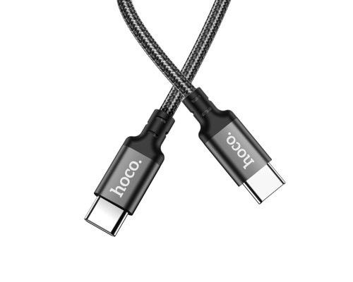 Кабель HOCO X14 Type-C to Type-C 60W, 1m, nylon, aluminum connectors, Black (6931474752215)