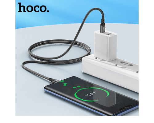 Кабель HOCO X14 Type-C to Type-C 60W, 1m, nylon, aluminum connectors, Black (6931474752215)