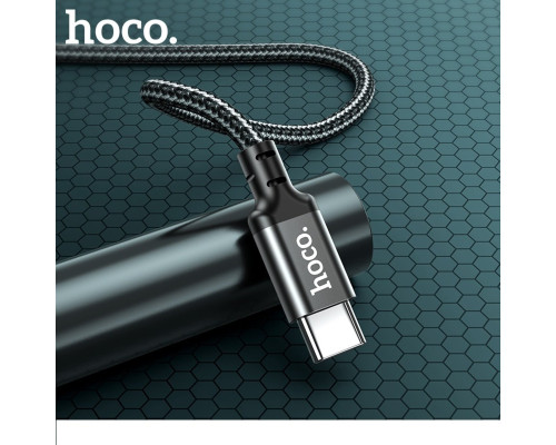 Кабель HOCO X14 Type-C to Type-C 60W, 1m, nylon, aluminum connectors, Black (6931474752215)