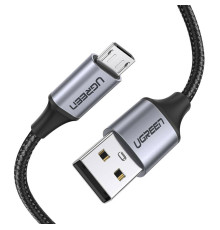 Кабель UGREEN US290 USB 2.0 A to Micro USB Cable Nickel Plating Aluminum Braid 2m (Black) (UGR-60148) (UGR-60148)