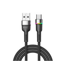 Кабель Essager Colorful LED USB Cable Fast Charging 3A USB-A to Type C 2m black (EXCT-XCDA01) (EXCT-XCDA01)