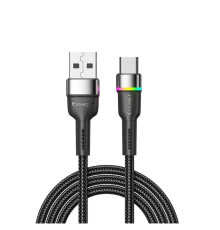 Кабель Essager Colorful LED USB Cable Fast Charging 3A USB-A to Type C 2m black (EXCT-XCDA01) (EXCT-XCDA01)