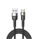 Кабель Essager Colorful LED USB Cable Fast Charging 3A USB-A to Type C 2m black (EXCT-XCDA01) (EXCT-XCDA01)