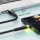 Кабель Essager Colorful LED USB Cable Fast Charging 3A USB-A to Type C 2m black (EXCT-XCDA01) (EXCT-XCDA01)