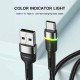 Кабель Essager Colorful LED USB Cable Fast Charging 3A USB-A to Type C 2m black (EXCT-XCDA01) (EXCT-XCDA01)