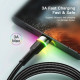 Кабель Essager Colorful LED USB Cable Fast Charging 3A USB-A to Type C 2m black (EXCT-XCDA01) (EXCT-XCDA01)