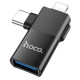 Адаптер HOCO UA17 iP male/Type-C male to USB female two-in-one adapter Black (6942007602303 )