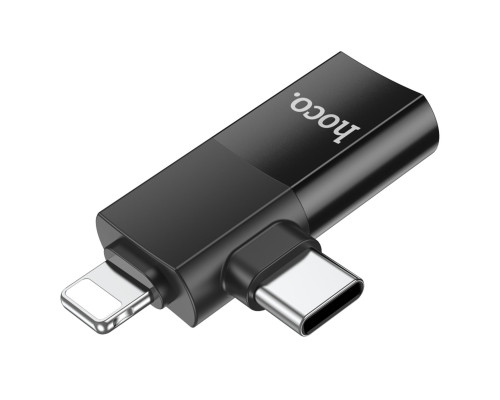 Адаптер HOCO UA17 iP male/Type-C male to USB female two-in-one adapter Black (6942007602303 )