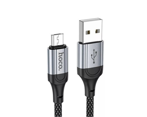 Кабель HOCO X102 USB to Micro 2.4A, 1m, nylon, aluminum connectors, Black (6942007608763)