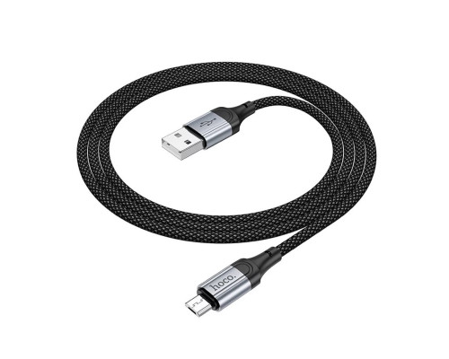 Кабель HOCO X102 USB to Micro 2.4A, 1m, nylon, aluminum connectors, Black (6942007608763)