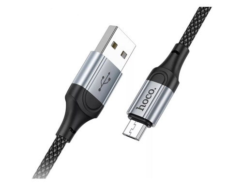 Кабель HOCO X102 USB to Micro 2.4A, 1m, nylon, aluminum connectors, Black (6942007608763)