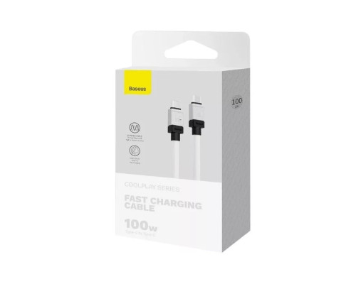 Кабель Baseus CoolPlay Series Fast Charging Cable Type-C to Type-C 100W 1m White (CAKW000202)