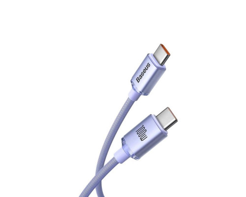 Кабель Baseus Crystal Shine Series Fast Charging Data Cable Type-C to Type-C 100W 1.2m Purple (CAJY000605)