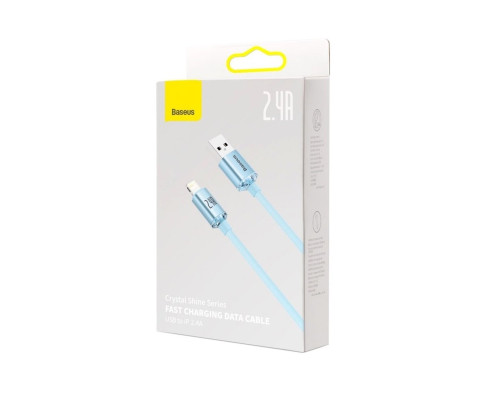 Кабель Baseus Crystal Shine Series Fast Charging Data Cable USB to iP 2.4A 1.2m Sky Blue (CAJY001103)