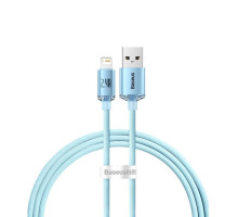 Кабель Baseus Crystal Shine Series Fast Charging Data Cable USB to iP 2.4A 1.2m Sky Blue (CAJY001103)