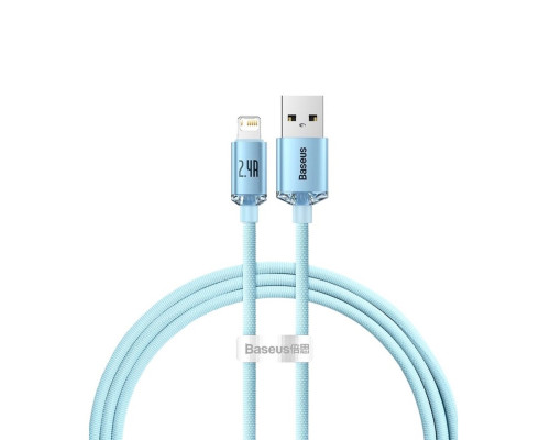 Кабель Baseus Crystal Shine Series Fast Charging Data Cable USB to iP 2.4A 1.2m Sky Blue (CAJY001103)