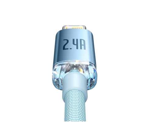 Кабель Baseus Crystal Shine Series Fast Charging Data Cable USB to iP 2.4A 1.2m Sky Blue (CAJY001103)