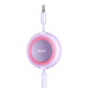 Кабель Baseus Bright Mirror 2 Series Retractable 3-in-1 Fast Charging Data Cable USB to M+L+C 3.5A 1.1m Purple (CAMJ010005)