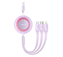 Кабель Baseus Bright Mirror 2 Series Retractable 3-in-1 Fast Charging Data Cable USB to M+L+C 3.5A 1.1m Purple (CAMJ010005)