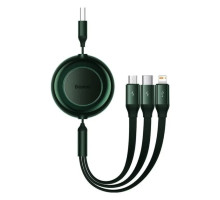 Кабель Baseus Bright Mirror 2 Series Retractable 3-in-1 Fast Charging Data Cable USB to M+L+C 3.5A 1.1m Green (CAMJ010006)