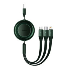 Кабель Baseus Bright Mirror 2 Series Retractable 3-in-1 Fast Charging Data Cable USB to M+L+C 3.5A 1.1m Green (CAMJ010006)