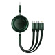 Кабель Baseus Bright Mirror 2 Series Retractable 3-in-1 Fast Charging Data Cable USB to M+L+C 3.5A 1.1m Green (CAMJ010006)