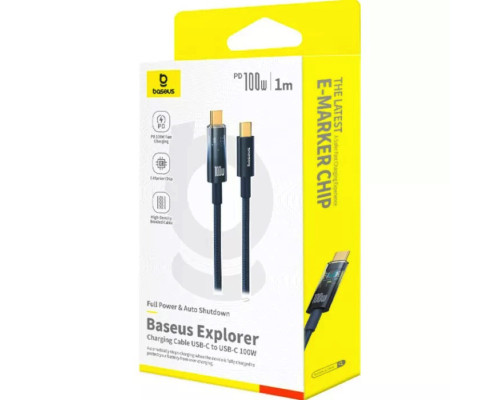 Кабель Baseus Explorer Charging Cable USB-C to USB-C 100W with Auto Shutdown 1m Deepsea Blue (P10319704321-00)