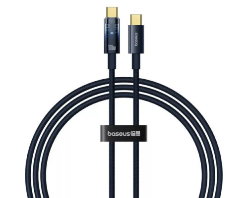 Кабель Baseus Explorer Charging Cable USB-C to USB-C 100W with Auto Shutdown 1m Deepsea Blue (P10319704321-00)