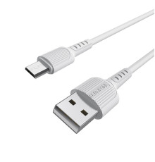 Кабель BOROFONE BX16 USB to Micro 2A, 1m, PVC, TPE connectors, White (BX16MW)