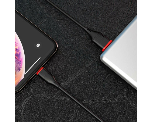 Кабель BOROFONE BX17 USB to iP 2A, 1m, PVC, TPE connectors, Black (BX17LB)