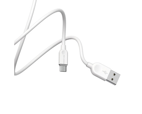 Кабель BOROFONE BX14 USB to Micro 2.4A, 3m, PVC, TPE connectors, White (BX14M3W)