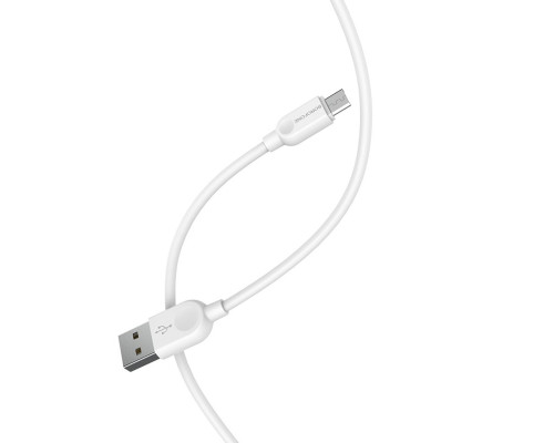 Кабель BOROFONE BX14 USB to Micro 2.4A, 3m, PVC, TPE connectors, White (BX14M3W)