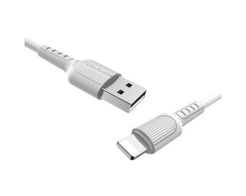 Кабель BOROFONE BX16 USB to iP 2A, 1m, PVC, TPE connectors, White (BX16LW)