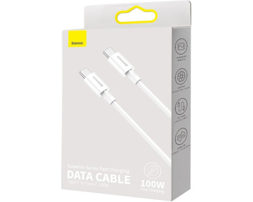 Кабель Baseus Superior Series Fast Charging Data Cable Type-C to Type-C 100W 2m White (CATYS-C02)
