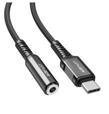 Кабель ACEFAST C1-07 USB-C to 3.5mm aluminum alloy headphones adapter cable Black (AFC1-07B)