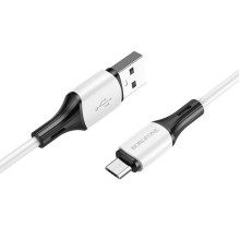 Кабель BOROFONE BX79 USB to Micro 2.4A, 1m, silicone, silicone connectors, White (BX79MW)