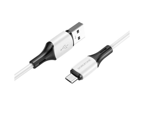 Кабель BOROFONE BX79 USB to Micro 2.4A, 1m, silicone, silicone connectors, White (BX79MW)
