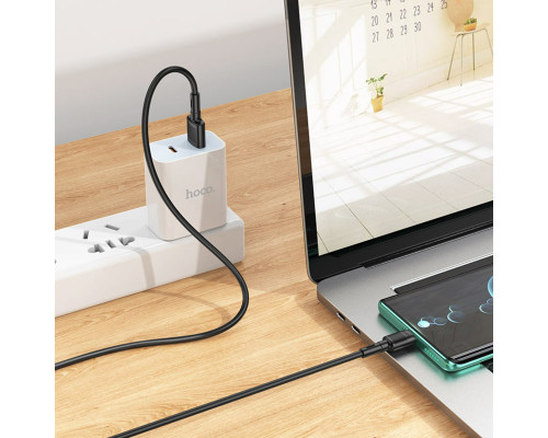 Кабель HOCO X83 USB to Type-C 3A, 1m, PVC, PVC connectors, Black (6931474770905)
