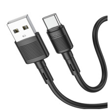Кабель HOCO X83 USB to Type-C 3A, 1m, PVC, PVC connectors, Black (6931474770905)