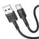Кабель HOCO X83 USB to Type-C 3A, 1m, PVC, PVC connectors, Black (6931474770905)