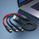 Кабель HOCO X76 USB to iP+Type-C+Micro 2A, 1m, nylon, aluminum connectors Black+Red+Blue (6931474768636)