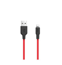 Кабель HOCO X21 USB to iP 2A, 1m, silicone, TPE connectors, Black+Red (6957531071372)