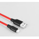 Кабель HOCO X21 USB to iP 2A, 1m, silicone, TPE connectors, Black+Red (6957531071372)