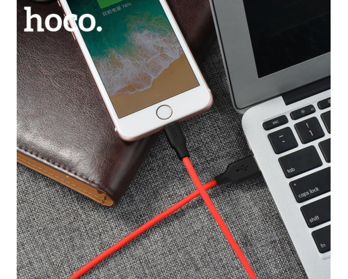 Кабель HOCO X21 USB to iP 2A, 1m, silicone, TPE connectors, Black+Red (6957531071372)