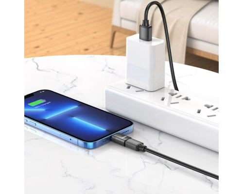 Адаптер HOCO UA17 iP Male to Type-C female USB2.0 adapter Black (6931474761996)