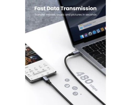 Кабель UGREEN US316 USB-C Cable Aluminum Case with Braided 1m (Black) (UGR-70427) (UGR-70427)