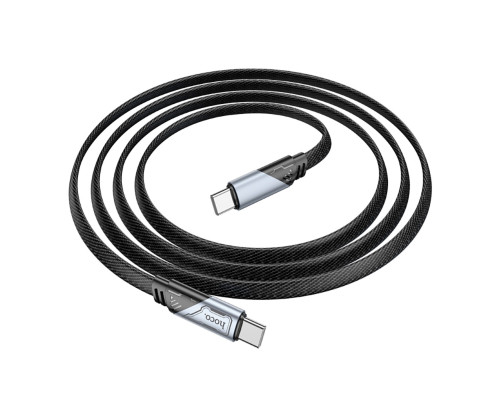 Кабель HOCO U119 Type-C to Type-C 60W, 1.2m, nylon, aluminum connectors, Black (6942007605021)