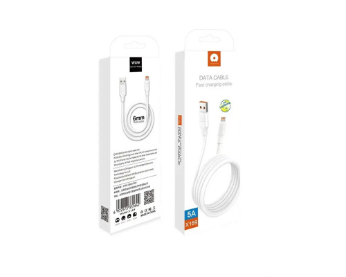 Кабель WUW-X169 USB Lightning 5А white (6972573331642)